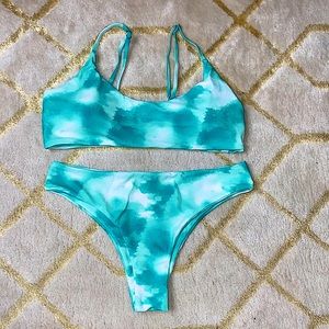 Green tie dye bikini